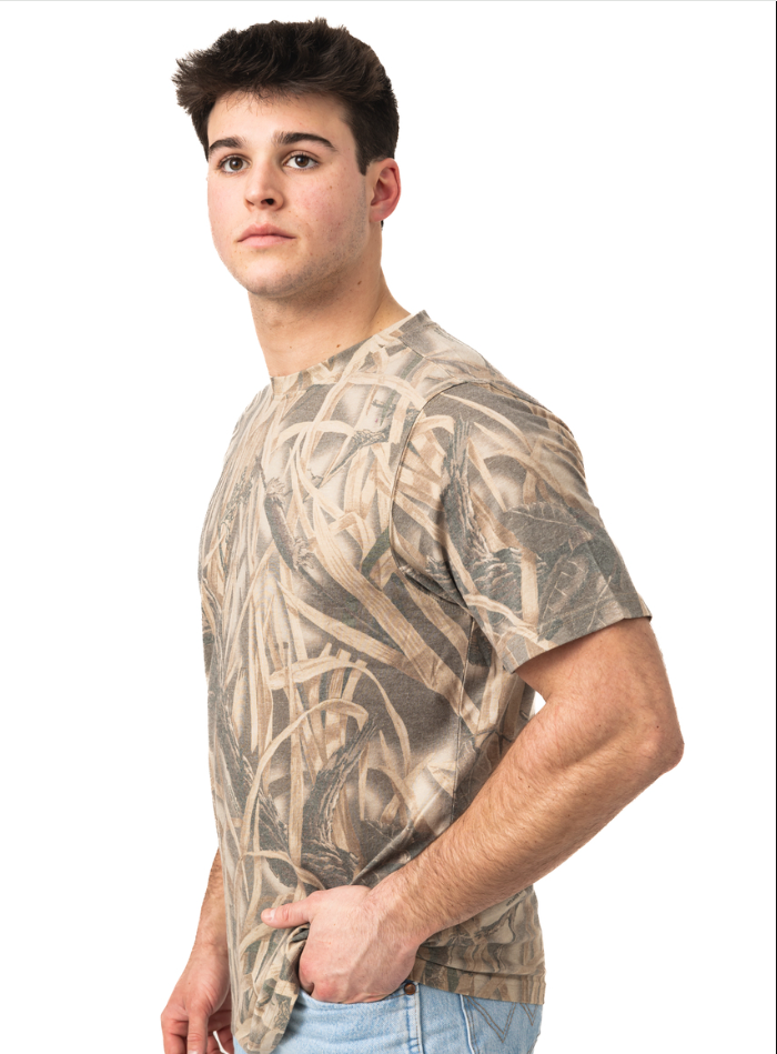 Men's Tri Blend Short Sleeve Crew Neck Camo Shirt Realtree Wetlands