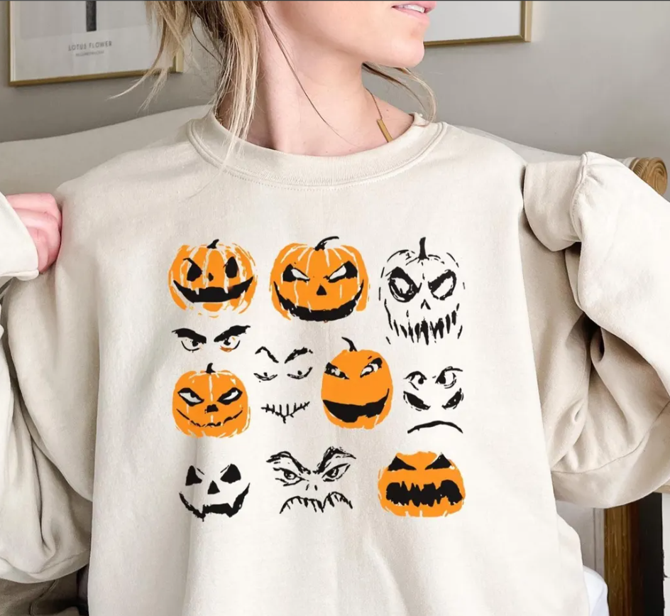 Halloween Pumpkin Shirt, Halloween Tshirt, Spooky Season Tee, Halloween Outfit, Halloween Gift, Pumpkin Faces Shirt, Halloween Sweatshirt
