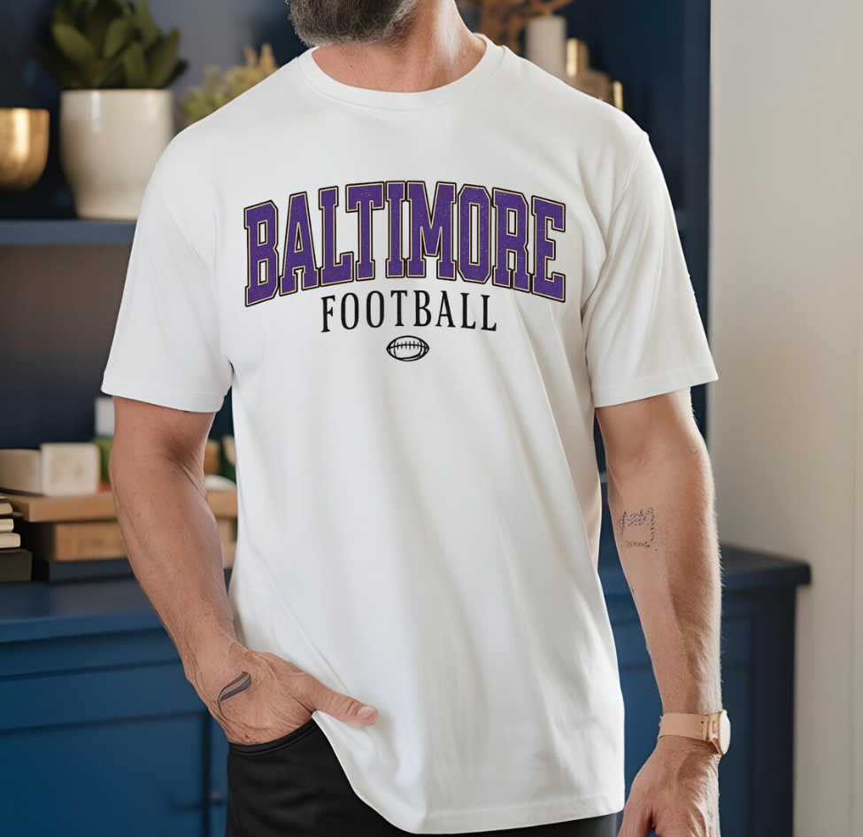 Baltimore Football T-Shirt Ravens Fan Gift, City Pride, Vintage Style, Team Spirit, Game Day Apparel ,Fan Gear