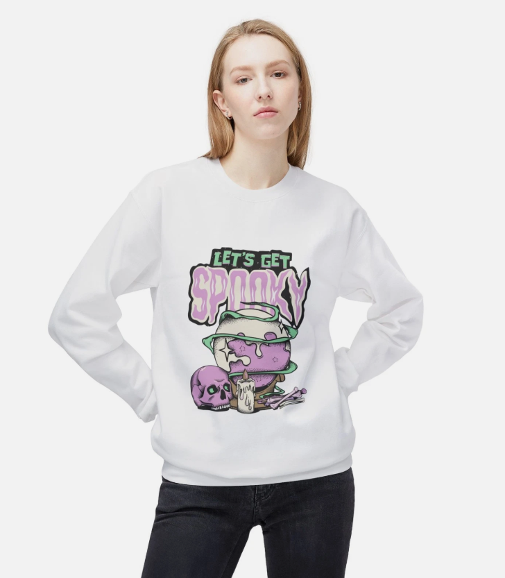 Spooky Fleece Crewneck Sweatshirt, Halloween Sweatshirt, Cozy Fall