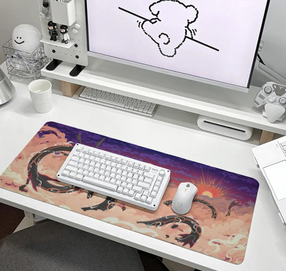 Shiny Rayquaza in the Clouds Mouse Pad Cute Anime Desk Mat Large Gaming Pad, Choose Size