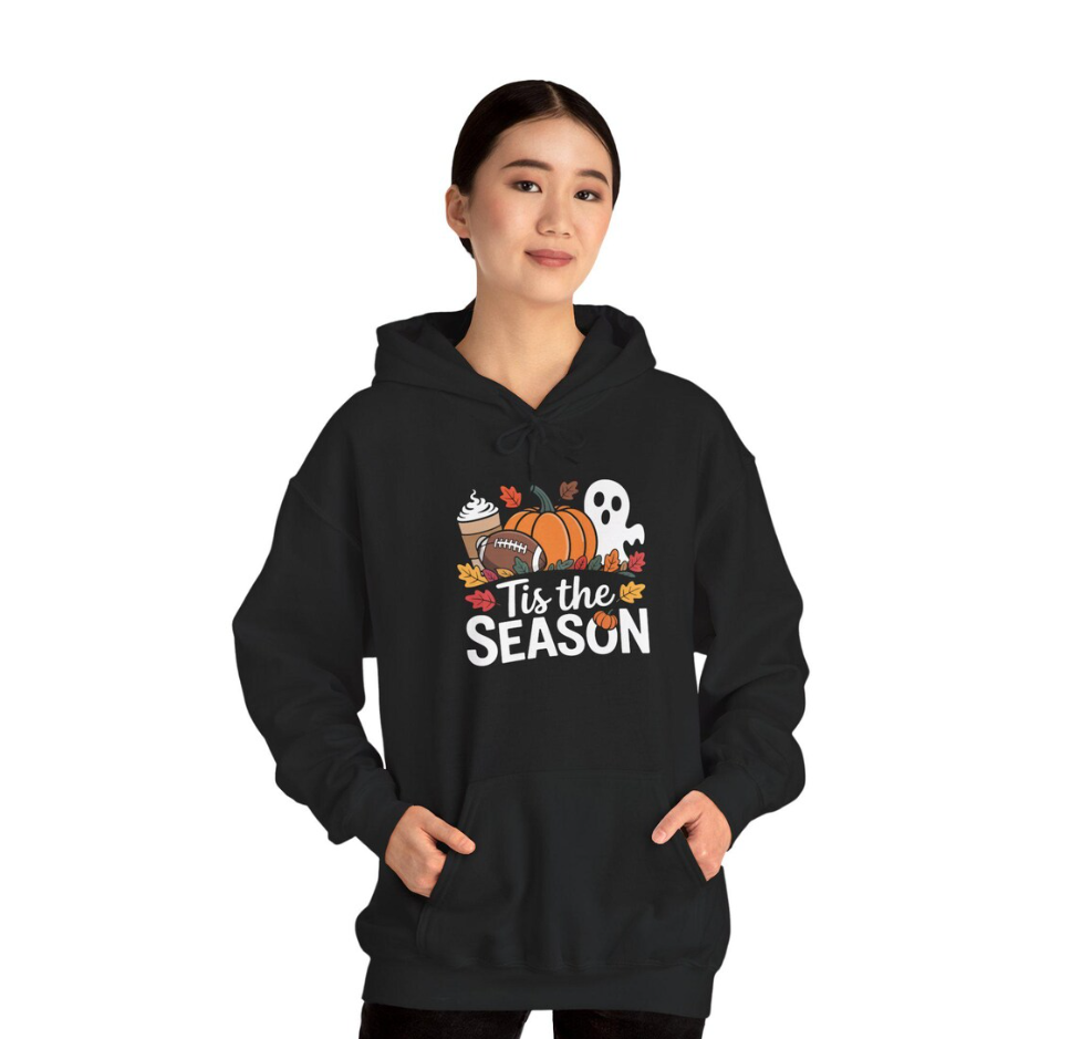 Fall Themed Unisex Hoodie, Cozy Autumn Sweatshirt, Halloween Apparel, 'Tis the Season Clothing, Casual Gift for Him or Her