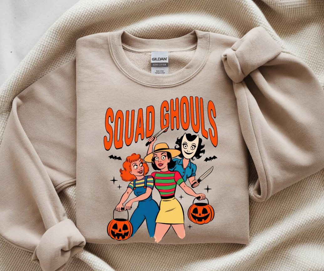 Squad Ghouls Halloween Sweatshirt, Retro Spooky Season Hoodie, Vintage Gang Spooky Season Shirt, Friends halloween Sweatshirt