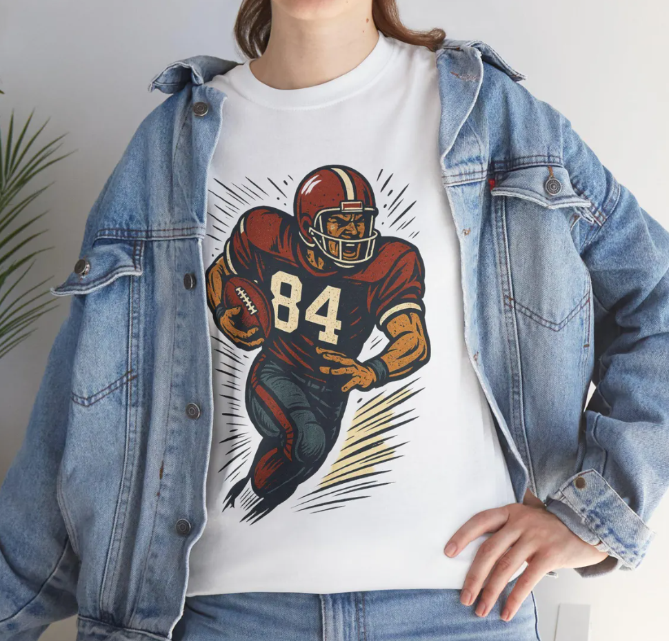 Vintage Football Graphic Tee: Unisex Gildan 5000 Retro Quarterback Shirt