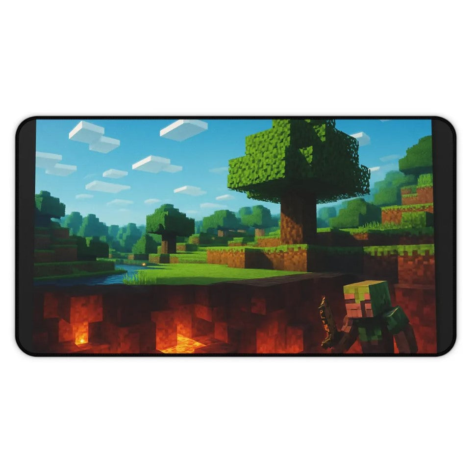 Gamer Desk Mat, Minecraft Inspired Desk Mat, Colourful Gaming Accessory, Gamer Gift, Office Decor, Desk Pad, Gaming Mouse Pad, Choose Size