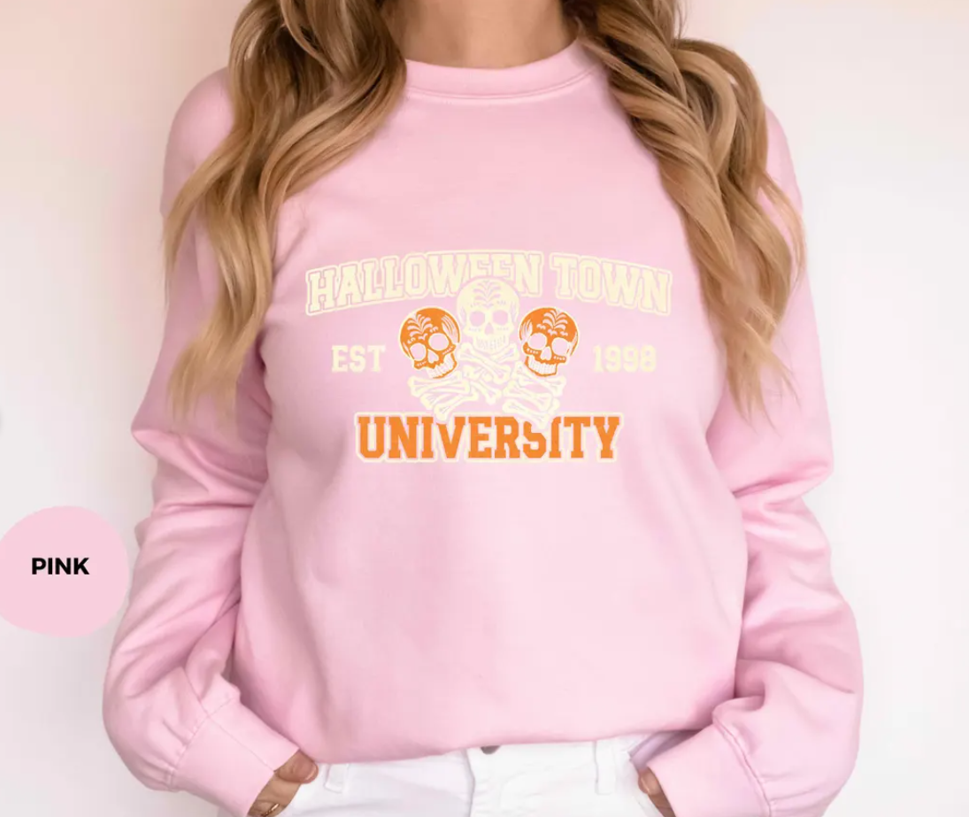 Halloween Town University Sweatshirt, Halloween Town Hoodie, Fall Pumpkin Shirt, Sweatshirt Gift, Cozy Autumn Apparel, Spooky Season Hoodie