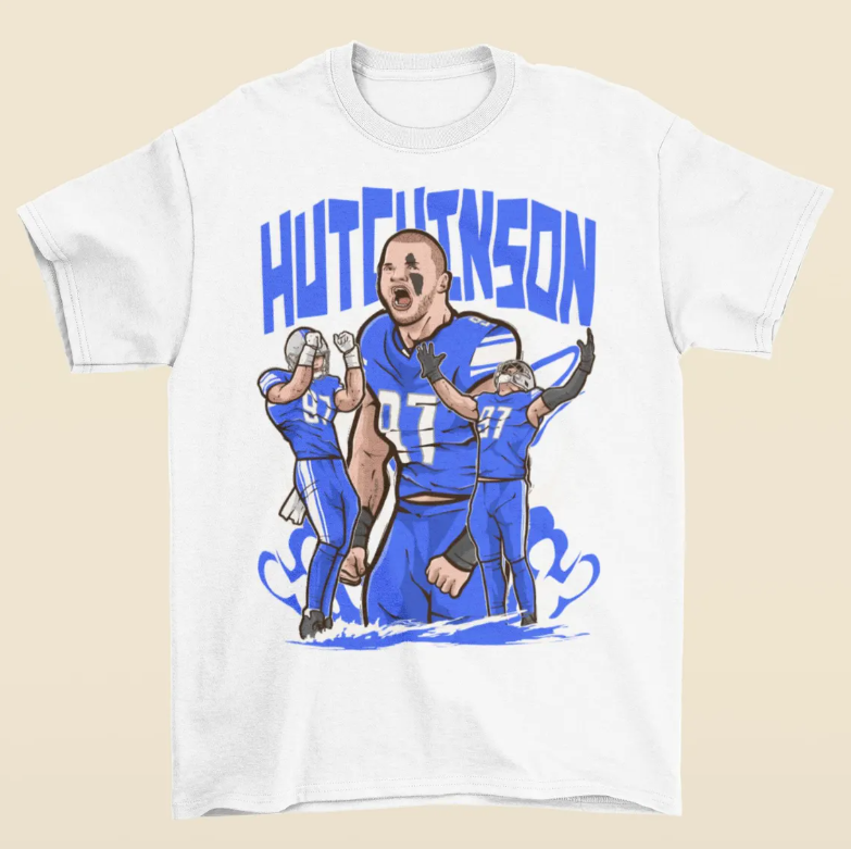 Aidan Hutchinson Cartoon Style Detroit Football T-Shirt