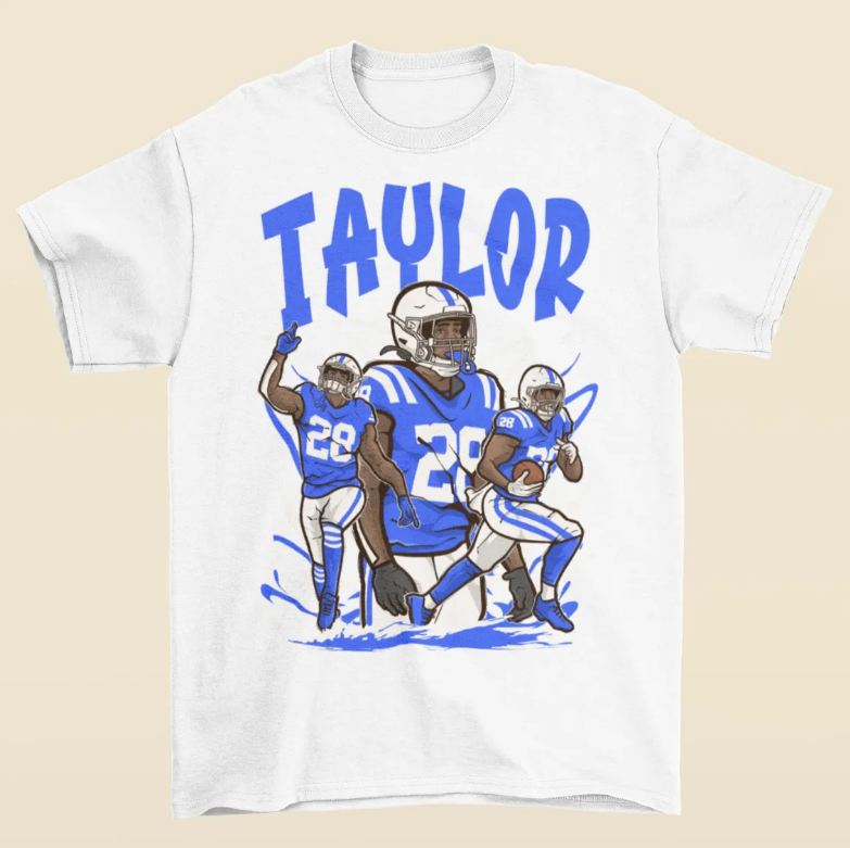 Jonathan Taylor Cartoon Style Indianapolis Football T-Shirt