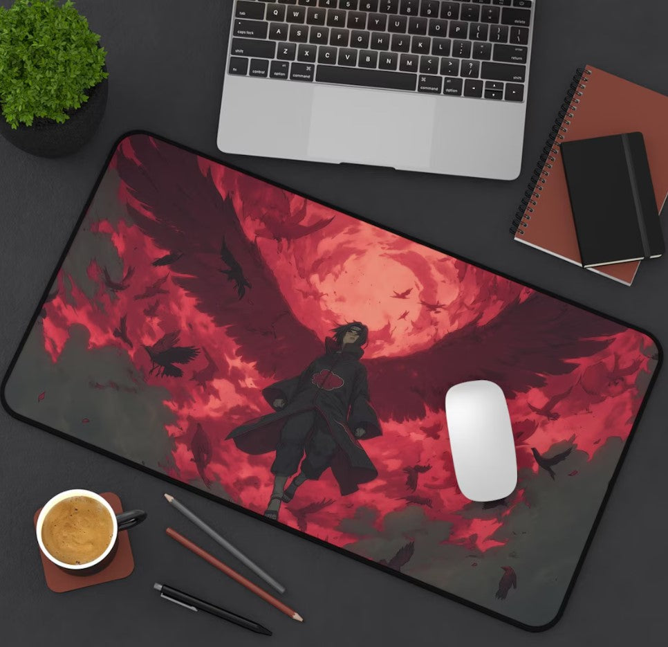 Anime Naruto Akatsuki Itachi Desk Mat, Mouse Pad, Gamer Gift, Anime Fan, Choose Size