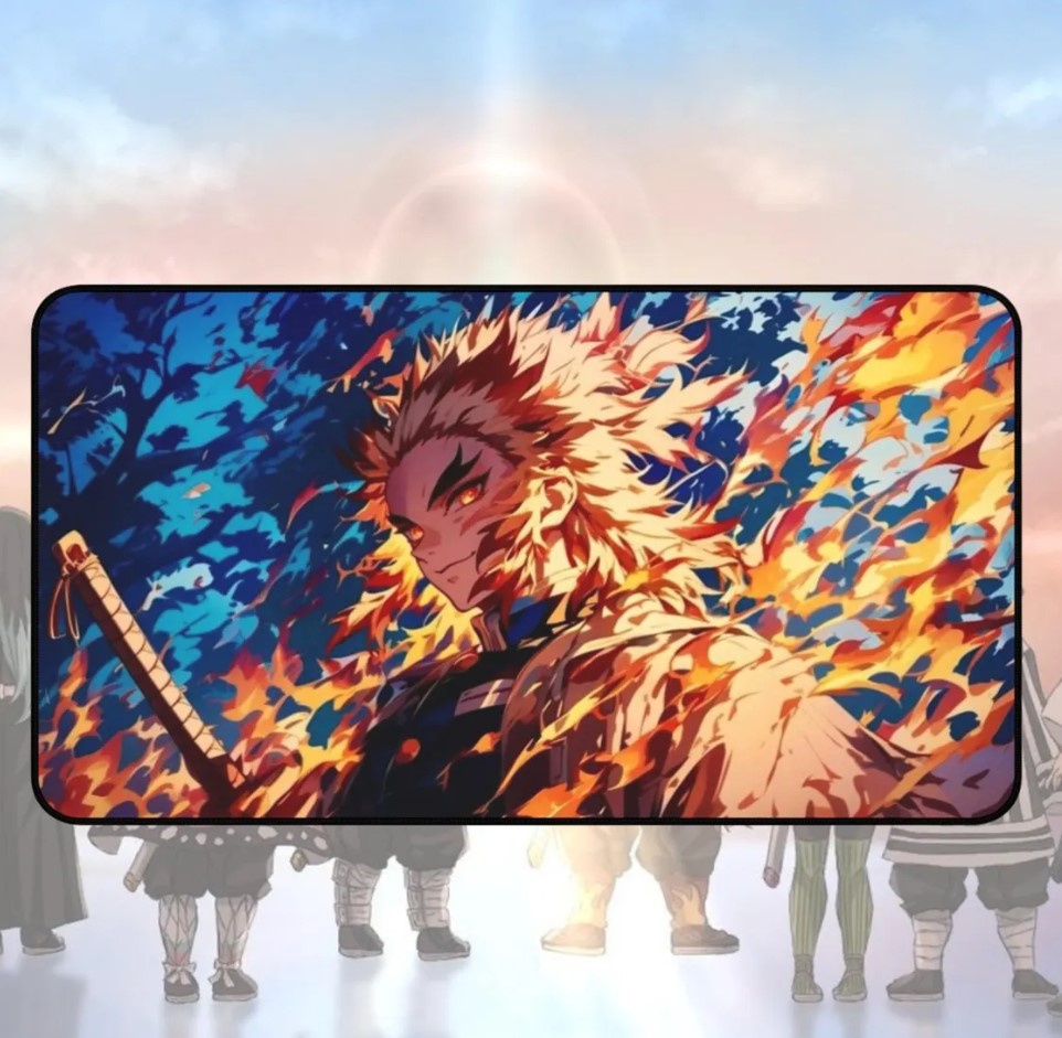 Anime Demon Slayer Kyojuro Rengoku Desk Mat, Mouse Pad, Choose Size