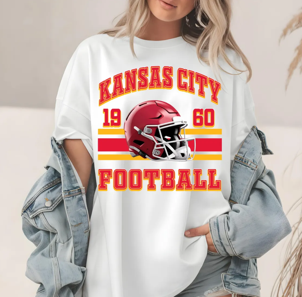 Kansas City Football T-Shirt, Chiefs Sweatshirt, Apparel, 1960 Helmet Design, City Pride, Fan Gear, Game Day Attire