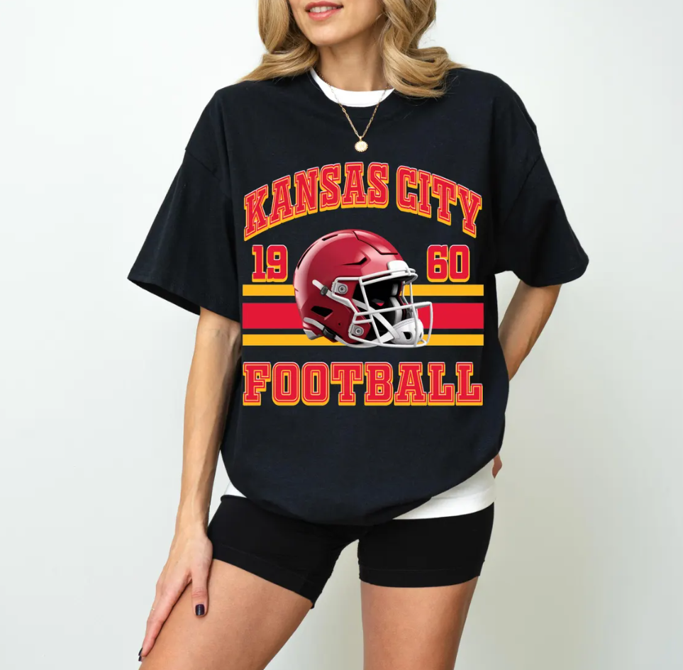 Kansas City Football T-Shirt, Chiefs Sweatshirt, Apparel, 1960 Helmet Design, City Pride, Fan Gear, Game Day Attire