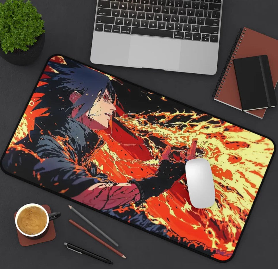 Anime Naruto Sasuke Desk Mat, Mouse Pad, Gamer Gift, Anime Fan, Choose Size
