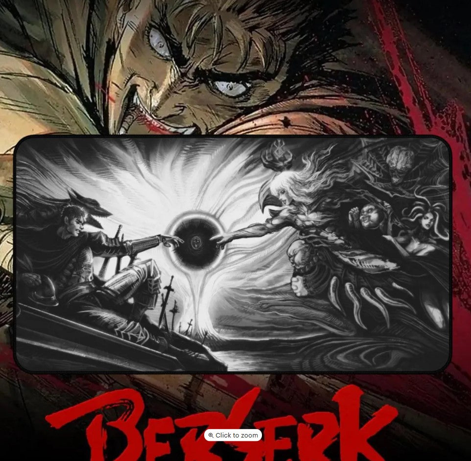 Anime Berserk Guts x Griffith Desk Mat, Mouse Pad, Anime Fan, Gamers Gift, Choose Size