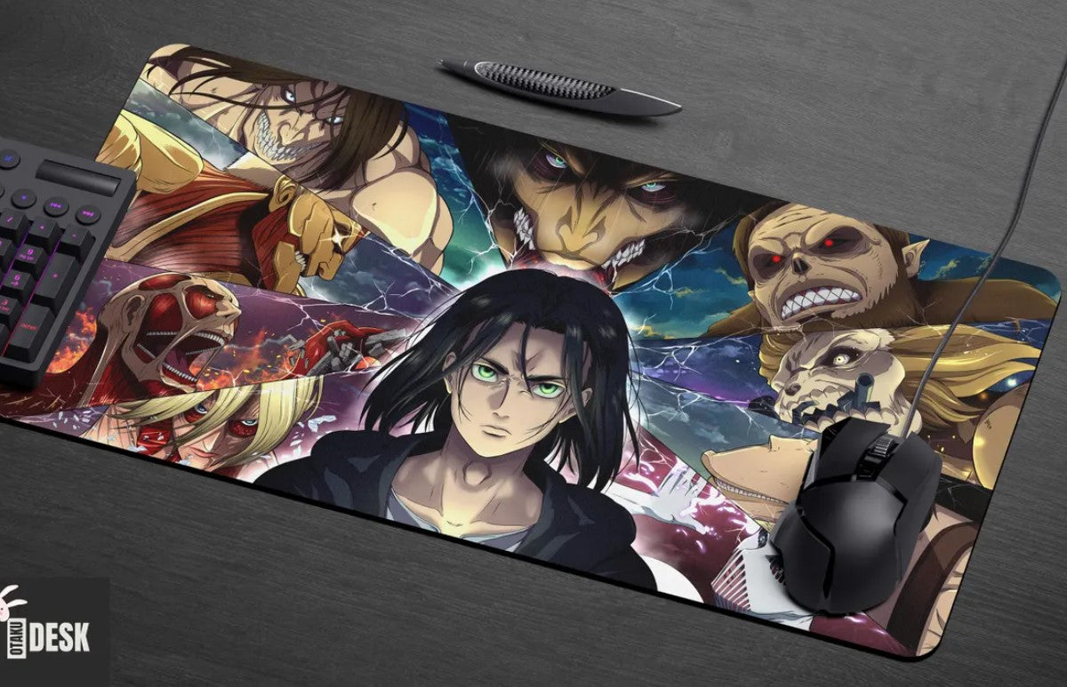 Attack on Titan Eren Mouse Pad – Large Anime Desk Mat, Washable, Choose Size