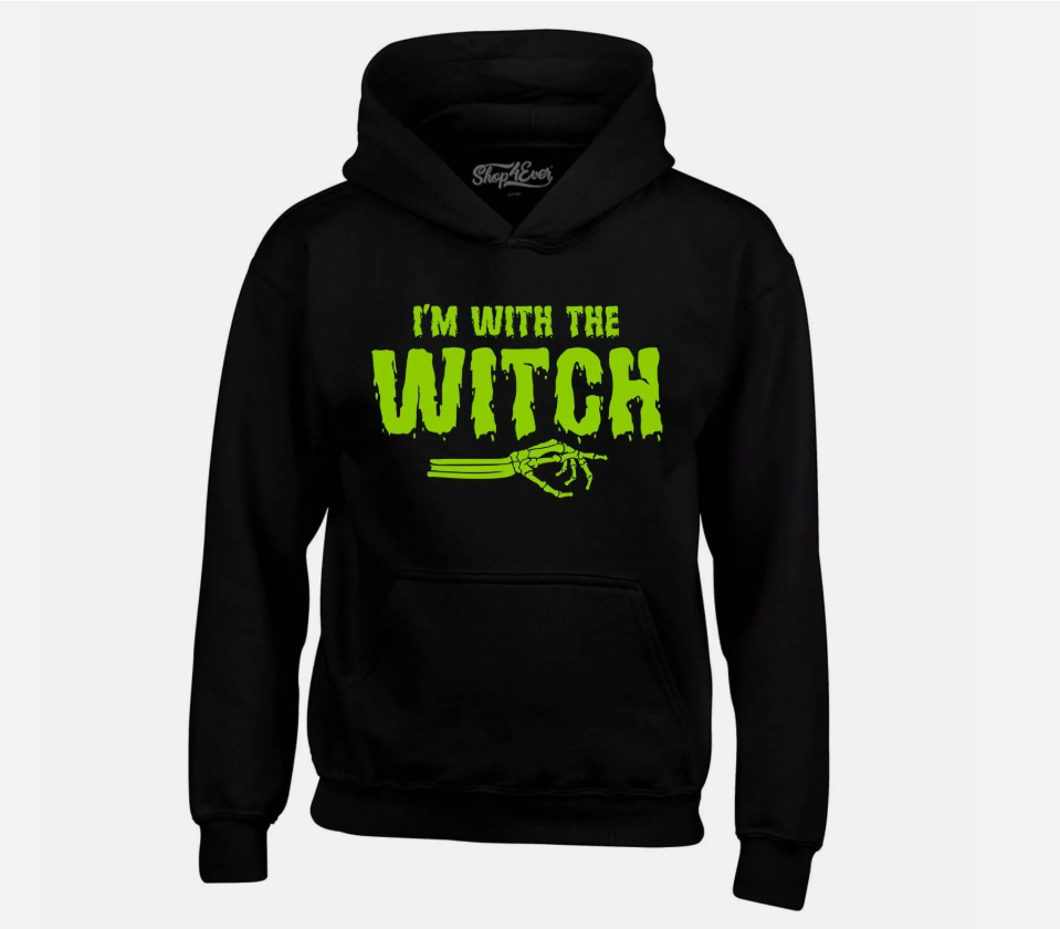 I'm With The Witch Hoodies Skeleton Costume Funny Halloween Sweatshirts