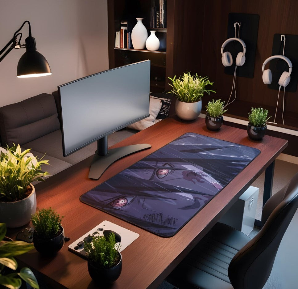 Anime Sasuke Desk Mat, Custom Naruto Mousepad, Large Gaming Mat, Gift For Anime Lovers, Gift For Him, Aesthetic Setup, Choose Size