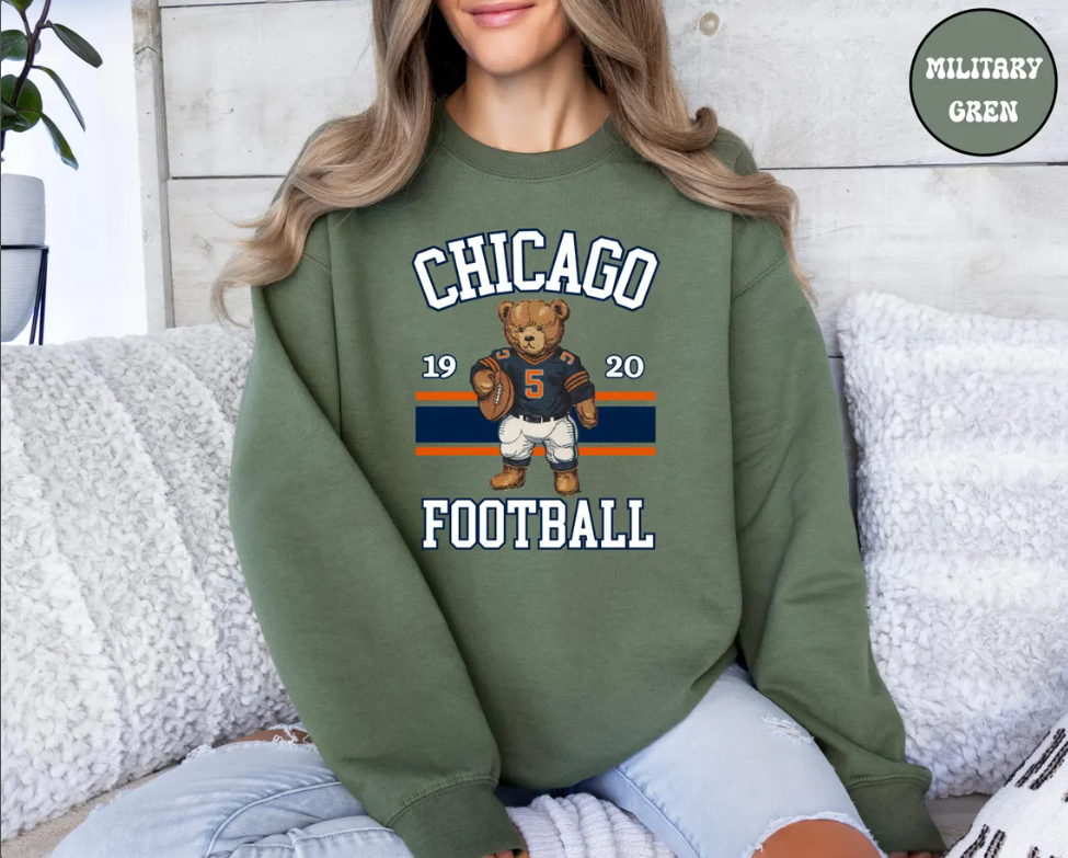 Retro Chicago Football Sweatshirt, Vintage Chicago Football Sweater, Chicago Fan Crewneck, Chicago Game Day Sweater, Bears Football Season