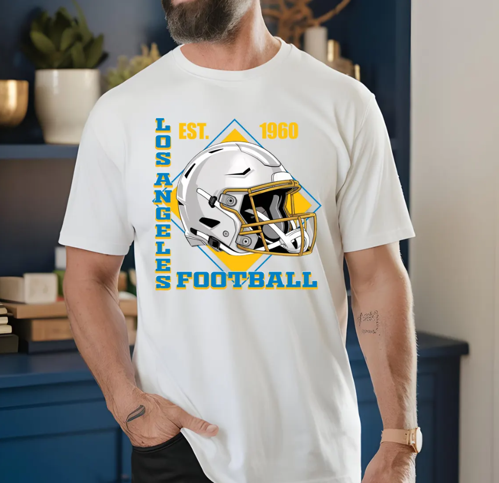 Chargers T-Shirt, Los Angeles Football Tee, Established 1960, Helmet Graphic, Sports Fan Apparel, Gift Idea