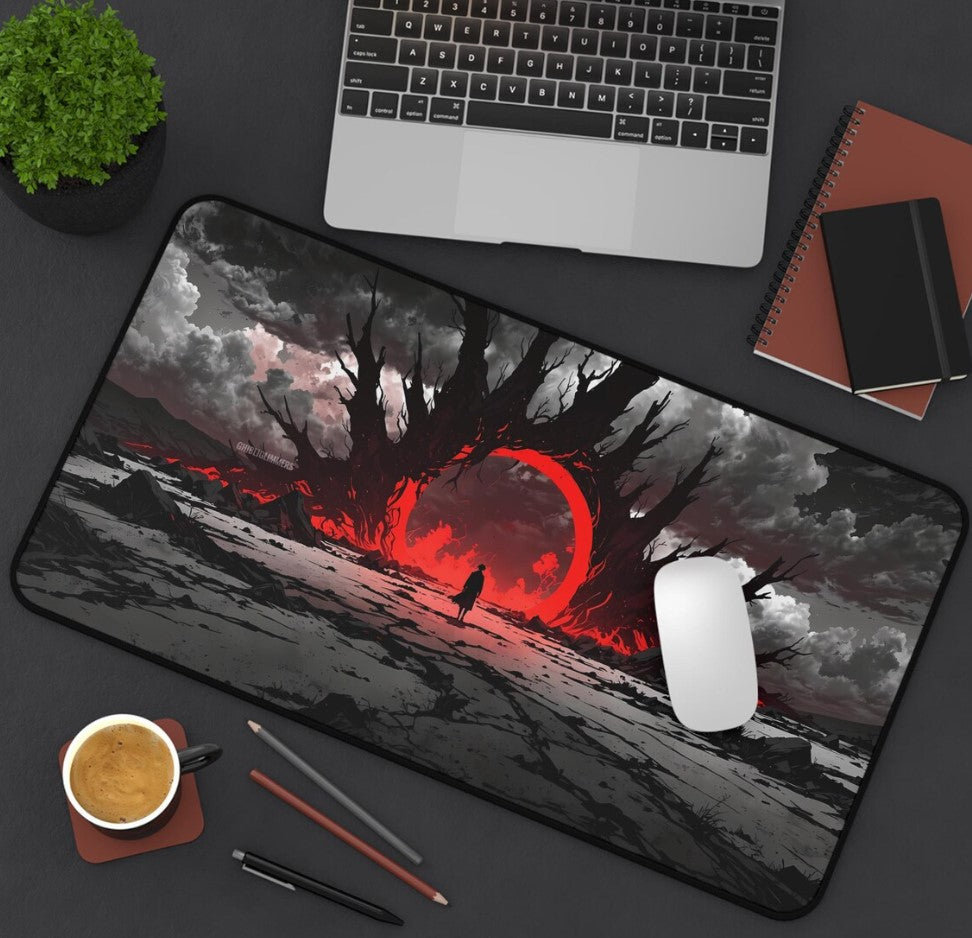Dark Anime Lord War Monster Mousepad | Gothic Gaming Desk Mat Demon Aesthetic Mouse Pad Anime Desk Decor Fantasy Gift Desk Setup,Choose Size
