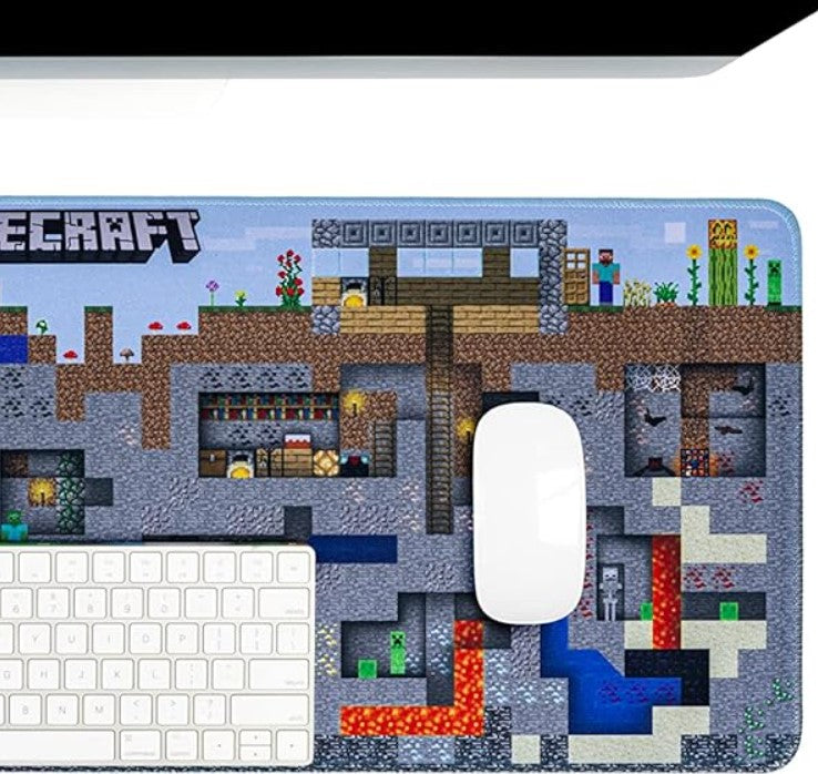 Paladone Minecraft Mining World Large Gaming Mouse Pad for Desk Keyboard Mousepad Non-Slip, Choose Size