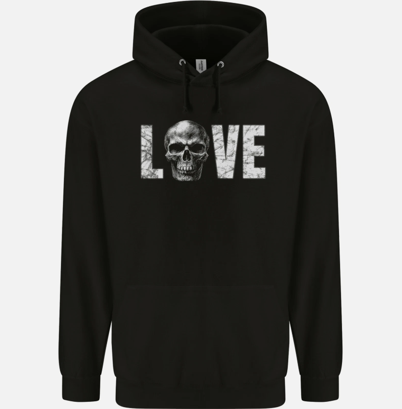 Love Skull Halloween Anti Valentines Day Mens Hoodie