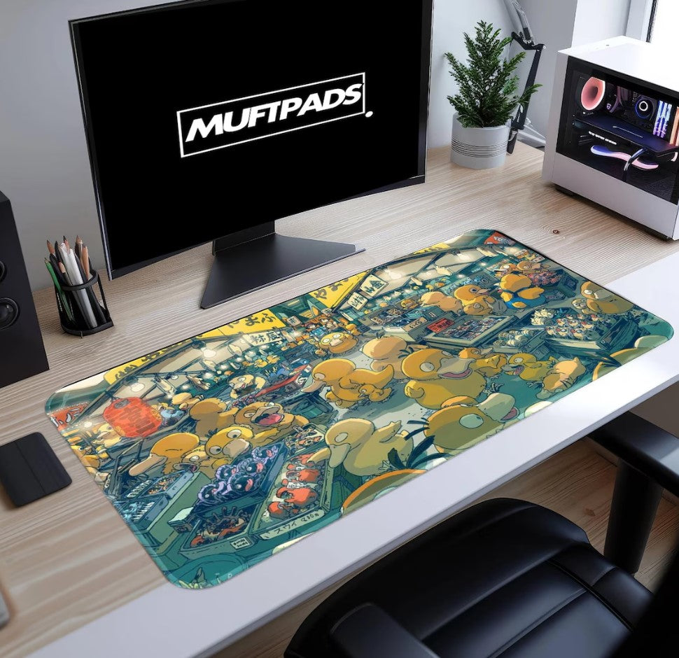 Mouse Pad Psyduck, Funny Gaming Mouse Mat, PC Gaming Desk Pad, Kawaii Pokémon mousepad large, unique XXL desk pad, desk accessories,Choose Size