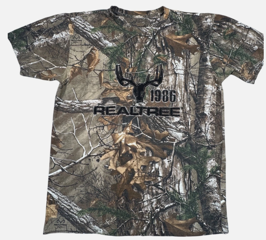 Realtree Mens Camouflage T-Shirt Cotton Hunting Green Brown