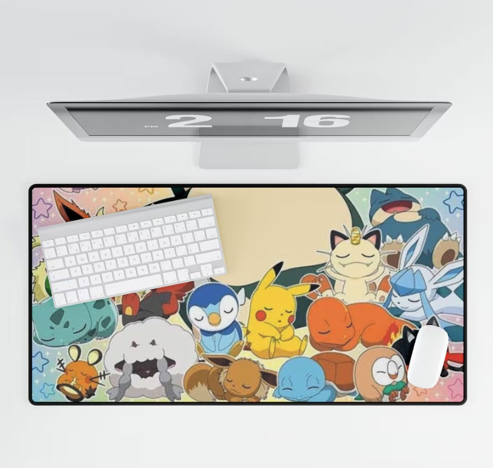 Cute Pokémon Desk Mat| Cute Pikachu & Eevee Gaming Mouse Pad, All Pokémon Characters Keyboard Mat, Large Anime Pokemon Playmat, Gift Idea,Choose Size