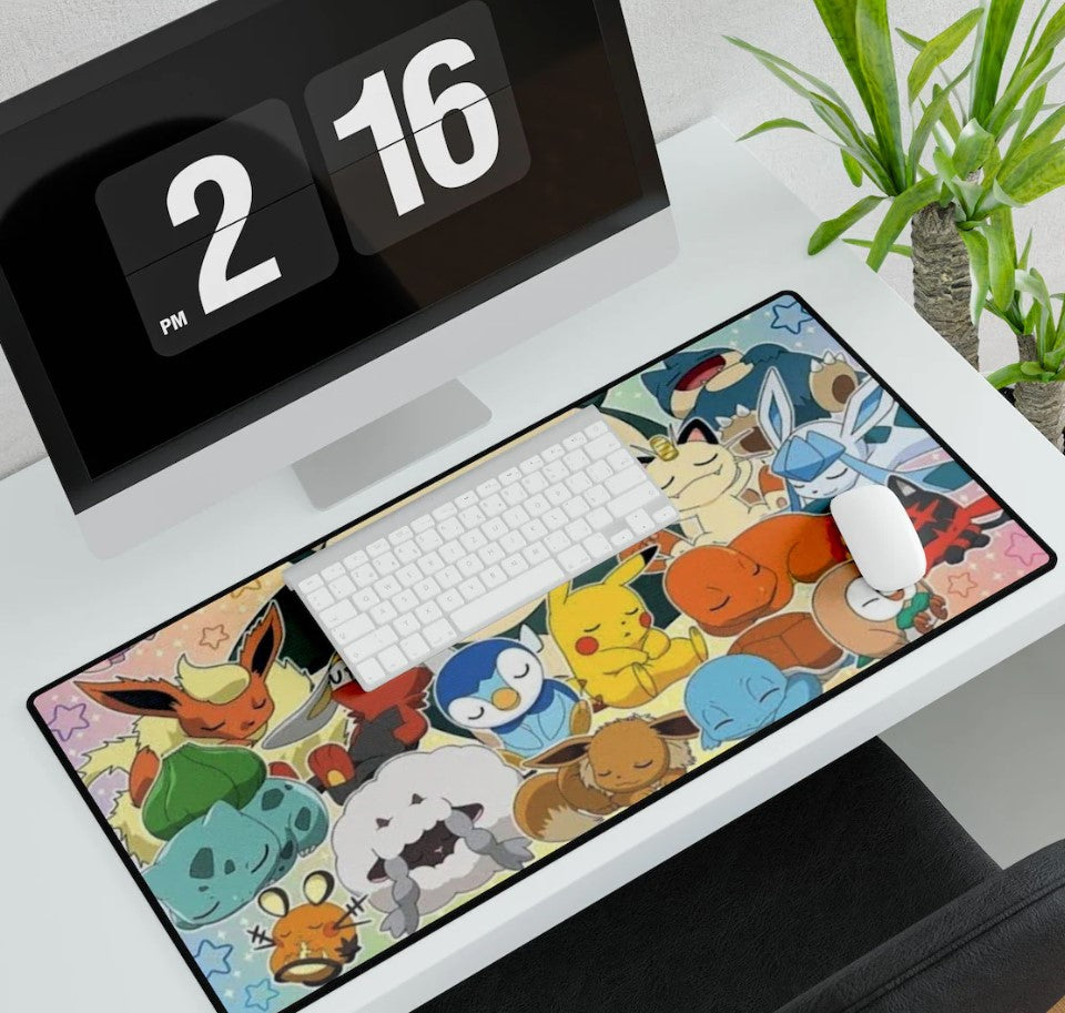 Cute Pokémon Desk Mat| Cute Pikachu & Eevee Gaming Mouse Pad, All Pokémon Characters Keyboard Mat, Large Anime Pokemon Playmat, Gift Idea,Choose Size