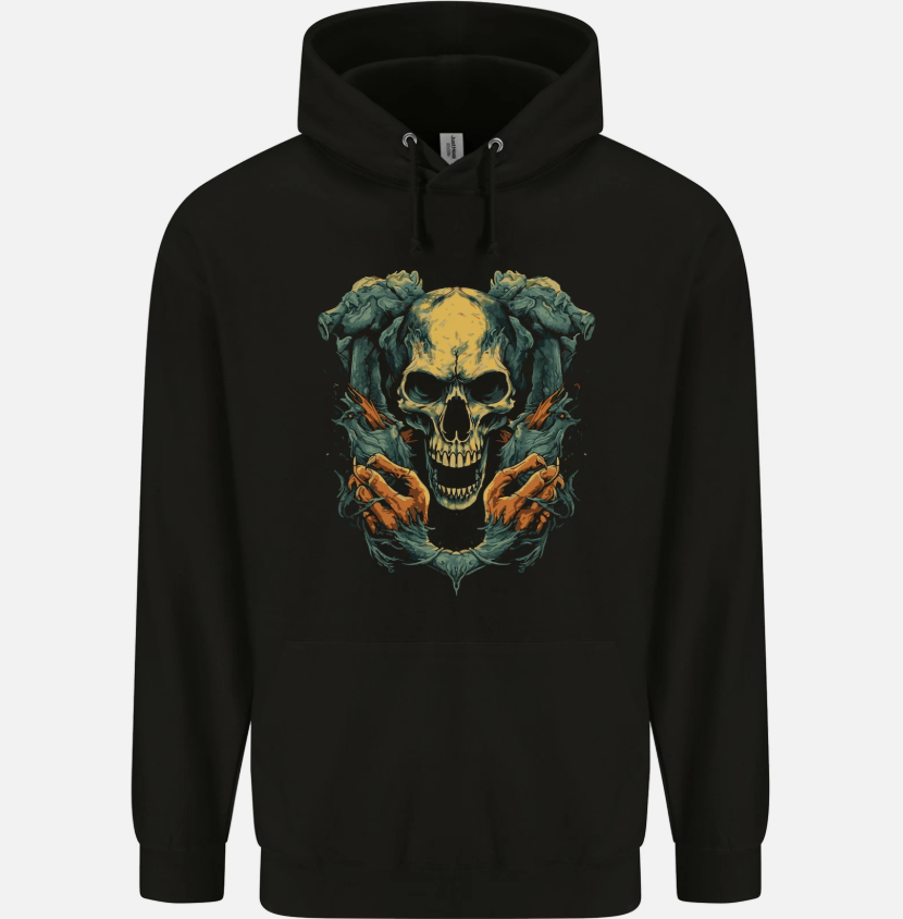 Wretched Skull Evil Demonic Halloween Demon Mens Hoodie