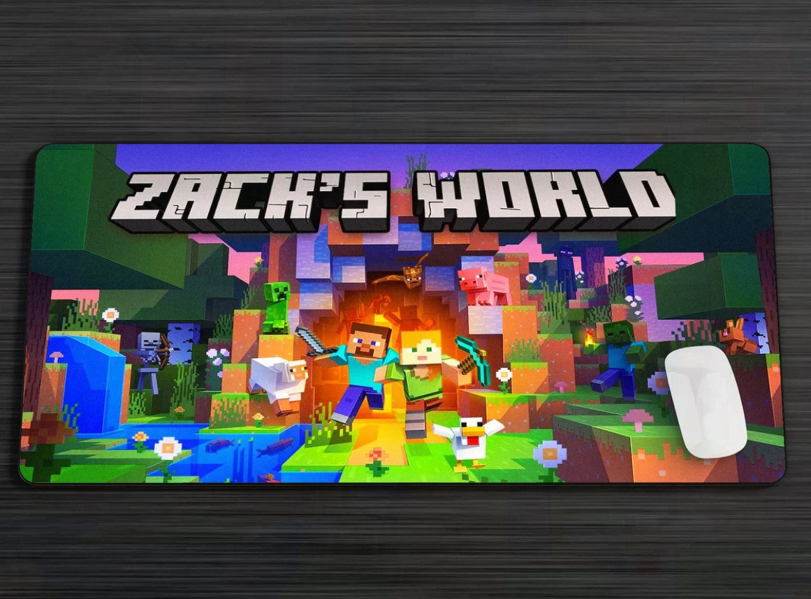 Custom Minecraft Mouse Pad Gaming Desk Mat Play Mat desk pad Extended Mouse pad Game Kids Personalized Gift Computer Room, Choose Size