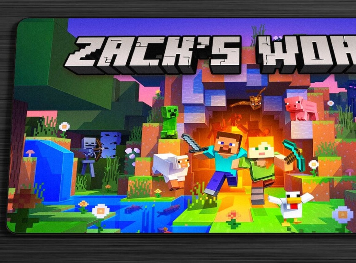 Custom Minecraft Mouse Pad Gaming Desk Mat Play Mat desk pad Extended Mouse pad Game Kids Personalized Gift Computer Room, Choose Size