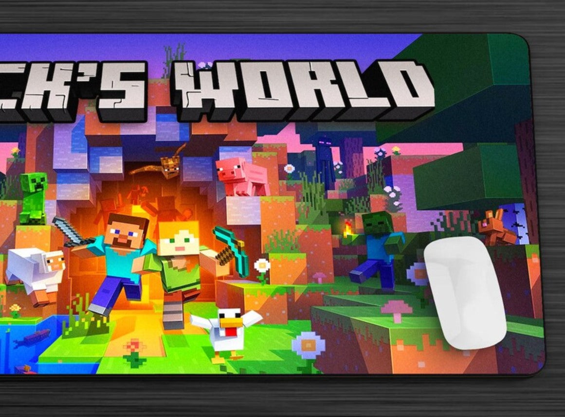 Custom Minecraft Mouse Pad Gaming Desk Mat Play Mat desk pad Extended Mouse pad Game Kids Personalized Gift Computer Room, Choose Size