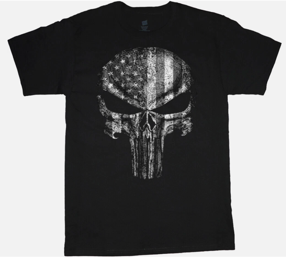 Mens Big and Tall T-shirts American Flag Skull Graphic Tees Bigmen Clothing