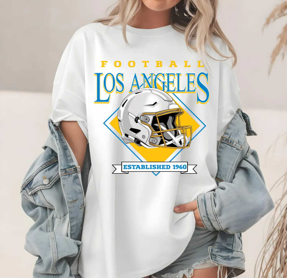 Los Angeles Football T-Shirt, Retro LA Helmet Tee, Vintage Style Team Pride Apparel, Los Angeles Chargers t-shirt