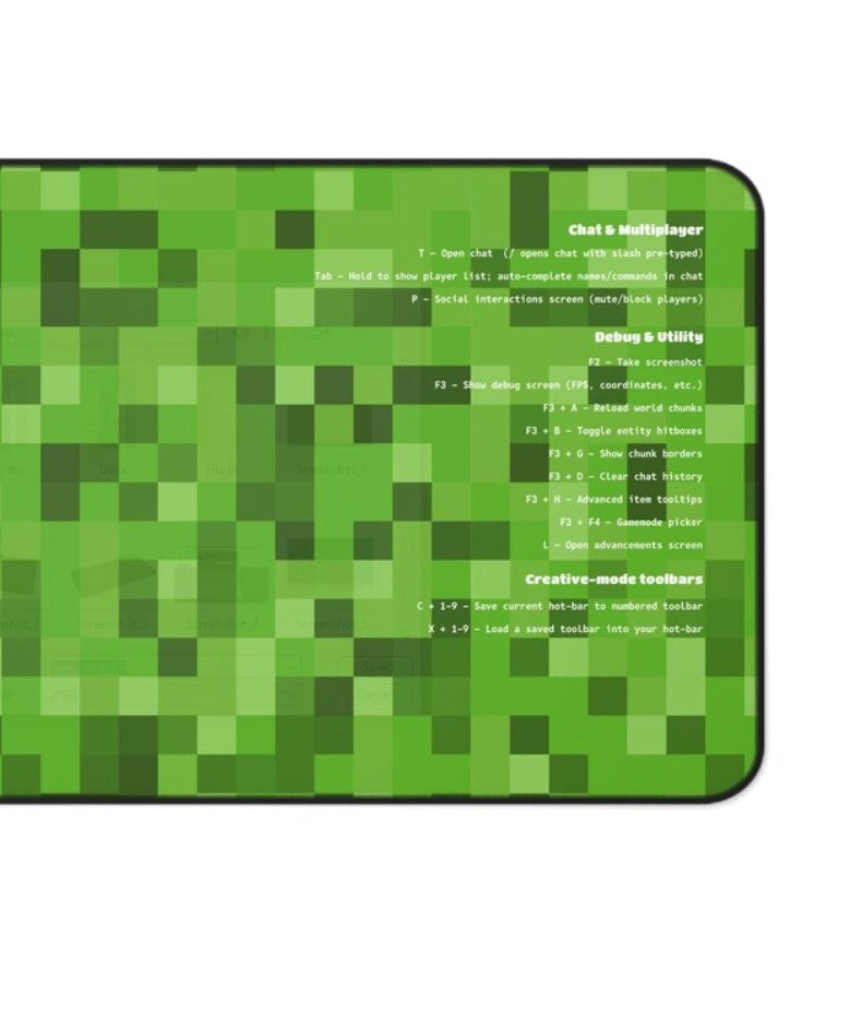 Gaming Desk Mat - Perfect for Gamers, Works with Minecraft, Console Decor, Mouse Pad Alternative, Choose Size