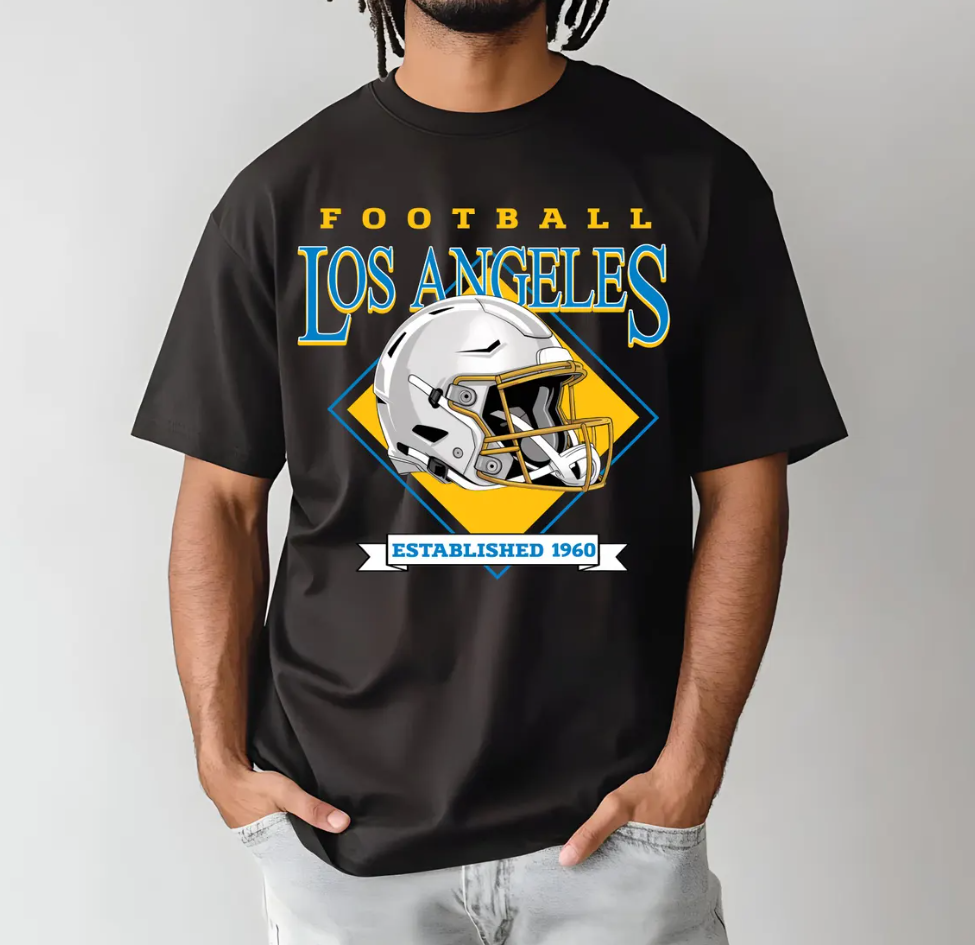Los Angeles Football T-Shirt, Retro LA Helmet Tee, Vintage Style Team Pride Apparel, Los Angeles Chargers t-shirt