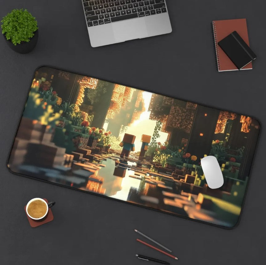 Minecraft Desk Mat - XL Gaming Mouse Pad - Blocky Adventure Desk Decor for Gamers and Creators, Choose Size