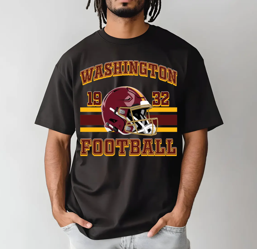 Washington Football T-Shirt, Football Helmet Tee, Washington Commander t-shirt Fan Apparel, Vintage Style Football Shirt