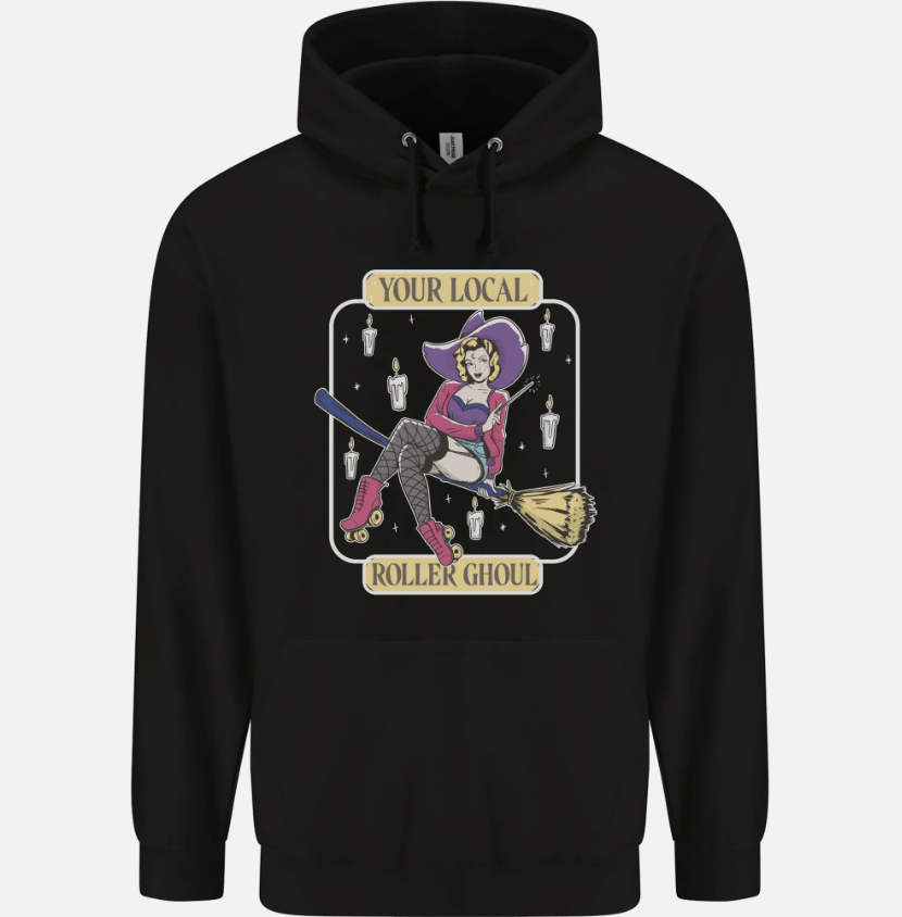 Roller Ghoul Funny Halloween Roller Skating Mens Hoodie