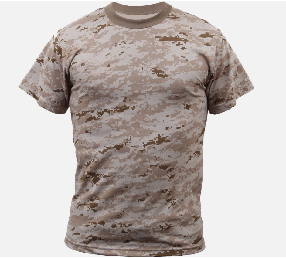 Mens Desert Digital Camouflage Tactical Military Short Sleeve Camo T-Shirt