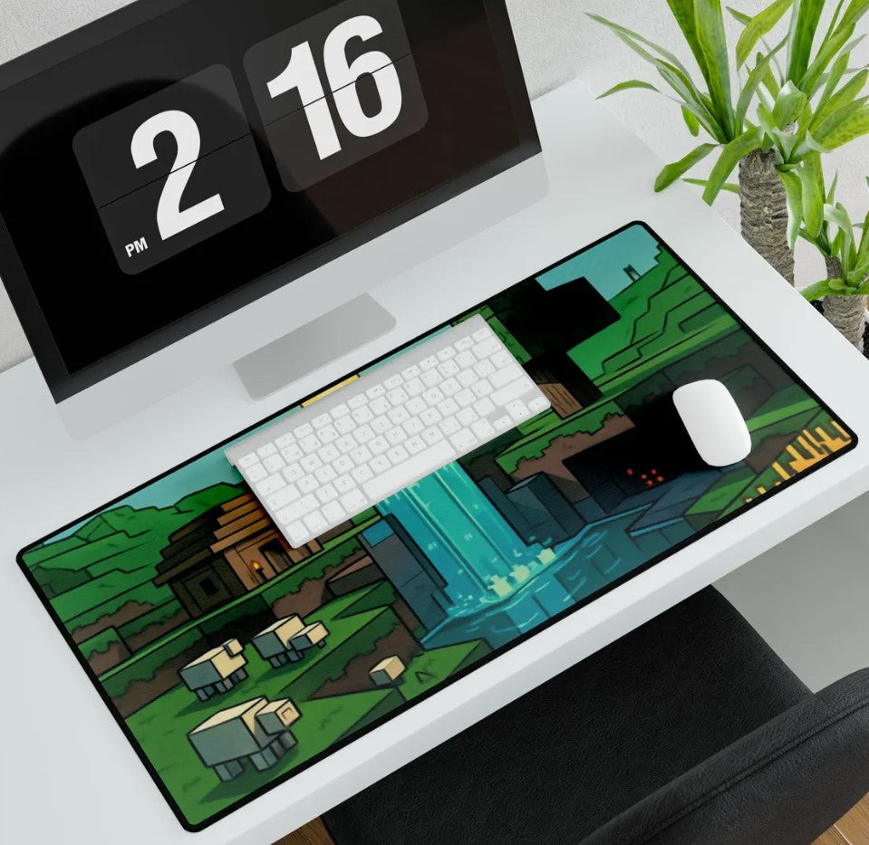Minecraft Mousepad, Relaxation and Fun Gaming Desk Mat, Wholesome Design, Office Decor, Computer Accessories, Gaming Gift, Video Game Merch, Choose Size