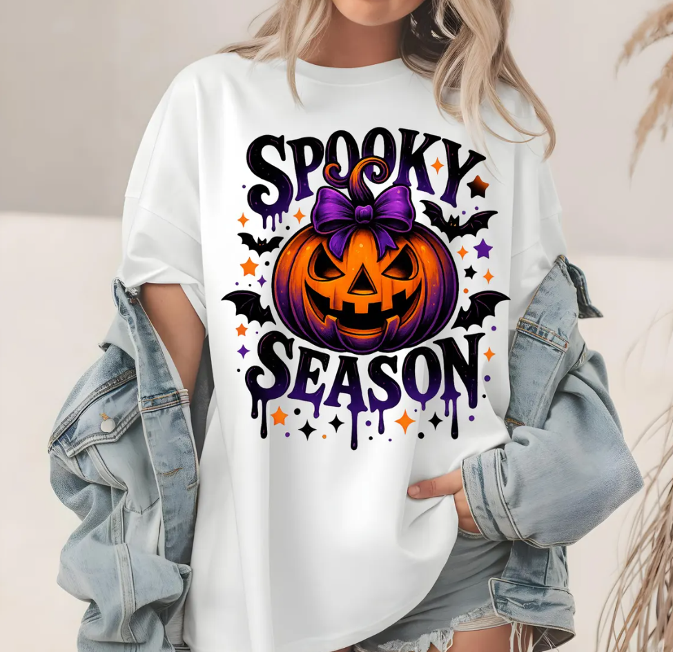 Spooky Season T-Shirt, Halloween Pumpkin Tee, Bat Graphic Shirt, Trick or Treat Shirt, Fall Vibes Tee, Halloween Party Shirt