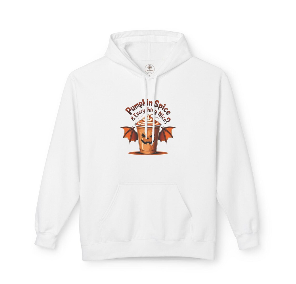 Pumpkin Spice Unisex Fleece Hoodie, Cozy Halloween Apparel, Fall Fashion, Cute Gift for Him/Her, Spooky Season Wear