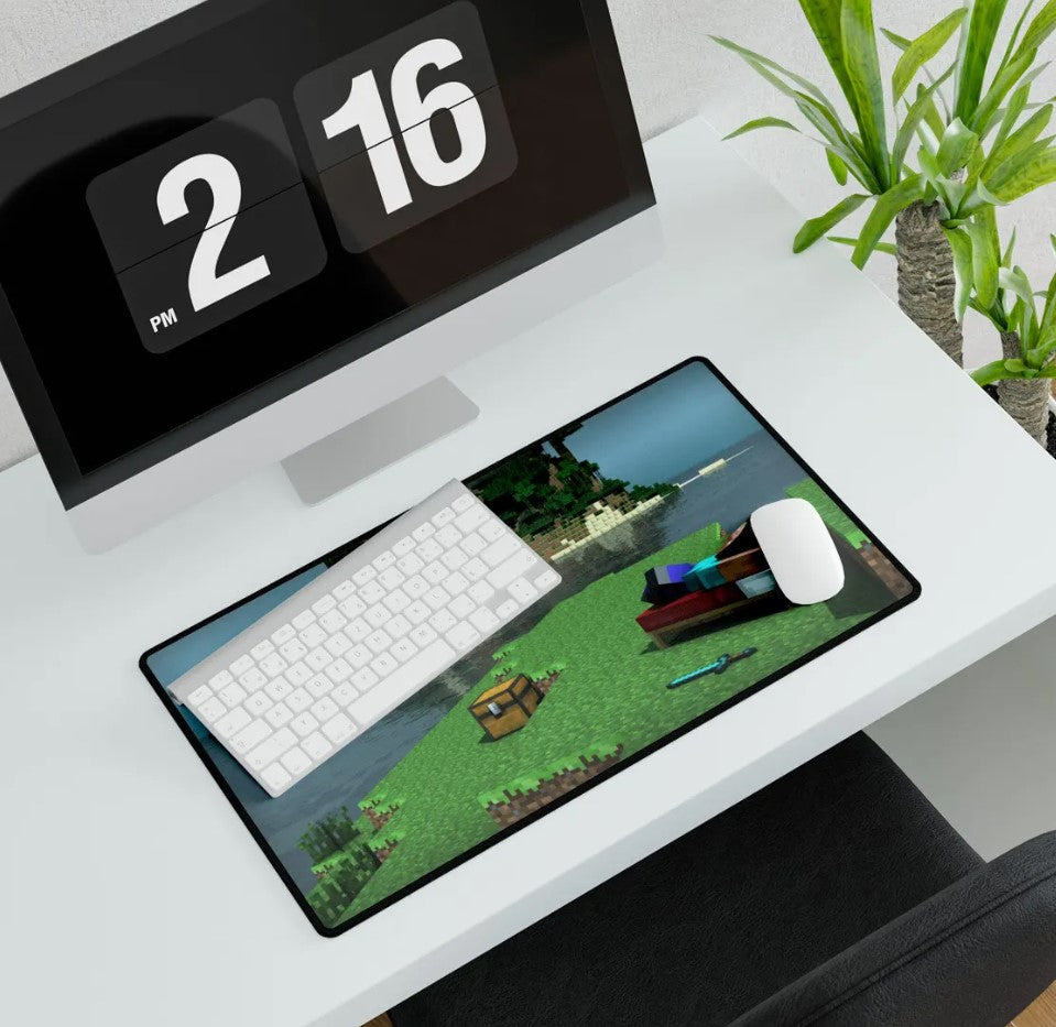 Minecraft Steve Resting - Desk Mat Gaming Accessories, Office Decor, Unique Gift, Computer Mouse Pad, Creative Workstation, Choose Size