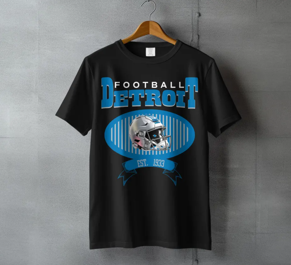 Detroit Football T-shirt, Detroit Lions T-Shirt, Lions Team Apparel , Fan Apparel, Team Pride, Sports Gift, City Pride, Game Day Gear