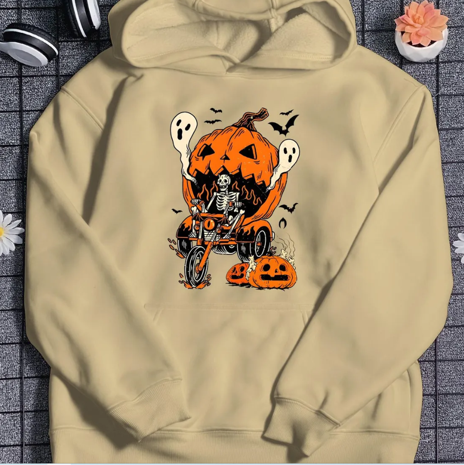Skeleton Driving Halloween Hoodie Pumpkin Halloween Shirt Spooky Season Shirt The Fall Shirt Halloween Gifts