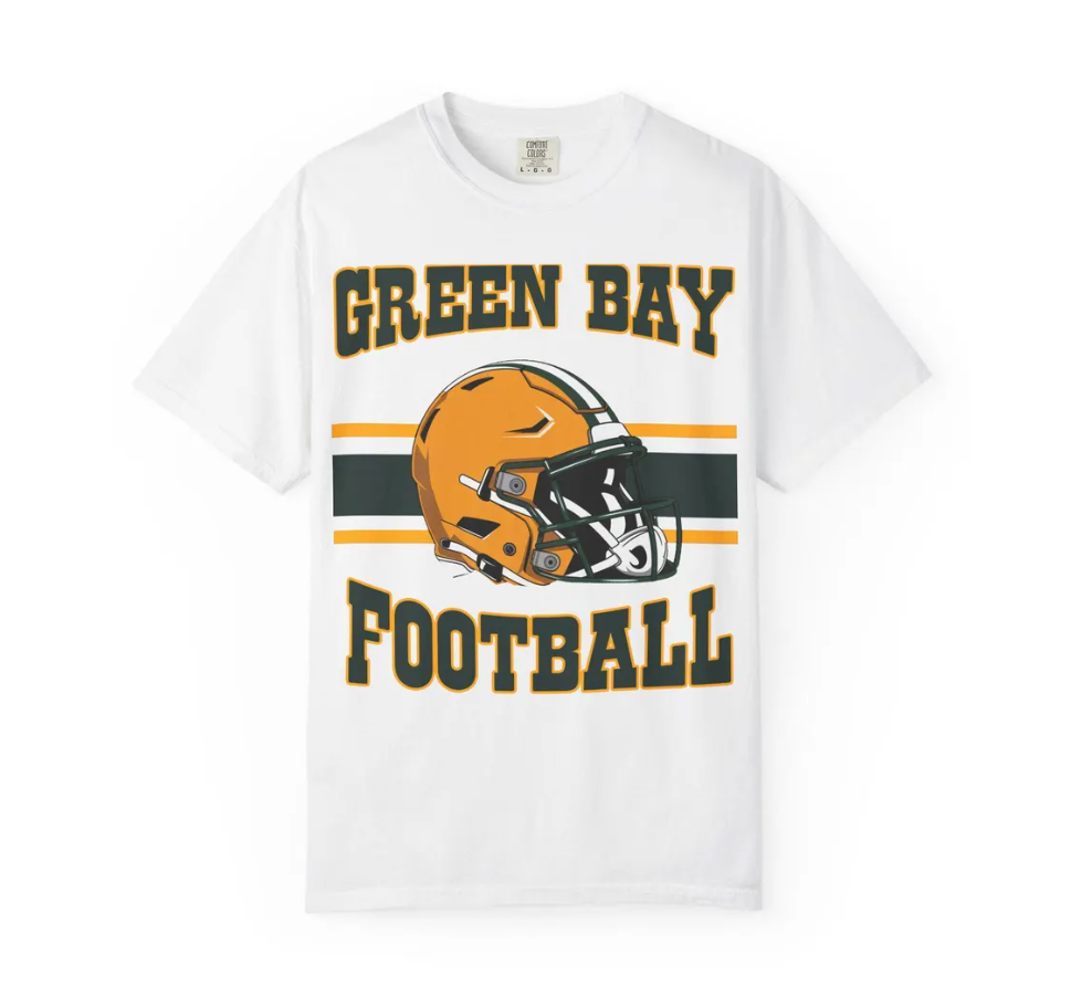 Vintage Green Bay Football T-Shirt, Packers Helmet Tee, Sports Fan Apparel, Vintage Style, Football Season Gift, Trendy Shirt