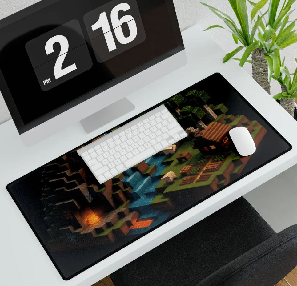 Gaming Desk Mats, Gamer Mouse Pads, Minecraft Inspired Desk Accessories, Video Game Workspace Decor, Computer Keyboard Mat, Choose Size